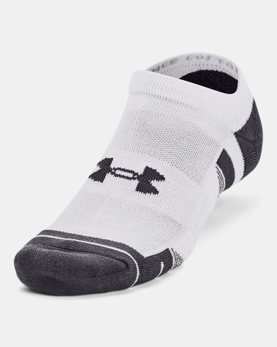 Unisex UA Performance Cotton 3-Pack No Show Socks in White image number 1